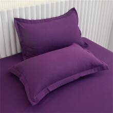 2 Miếng Màu thuần Vỏ gối , Polyester Chất xơ Vỏ gối , 2 Miếng Đóng gói , Mềm mại Và Thoáng khí Gối trang trí bìa , Làn da thân thiện Phong cách phong bì Vỏ gối Người bảo vệ Thích hợp Đối với Phòng ngủ Sofa , Không có Gối - tím đậm - Xem 3