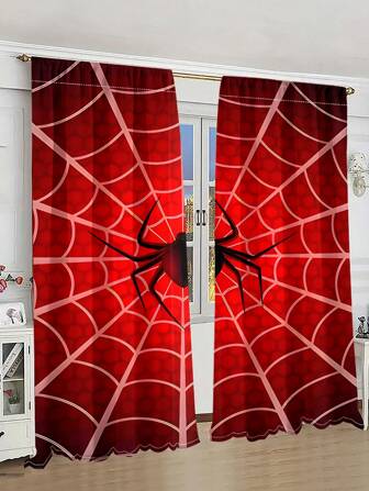 1 Set(2pcs) Cute Animal Digital Printing Grommet Curtains, Semi-Sheer Grommet Pocket Window Curtains For Living Room Decor