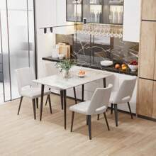 Dining Table Marble Dining Table Kitchen Table: Scandinavian Dining Table 120*70*76CM With Metal Legs For Dining Room White/Emerald/Grey - White - View 7