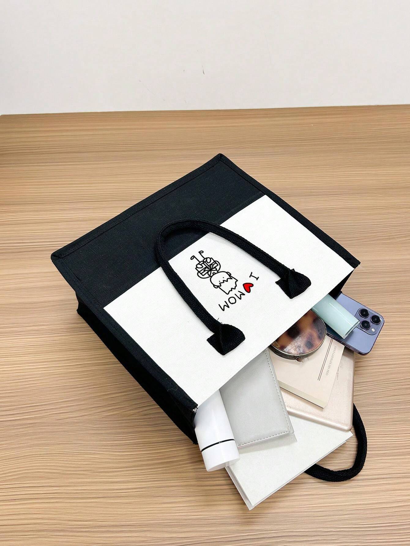 Bonamaison Bolso De Mano Impreso, Reutilizable, Bolsa De