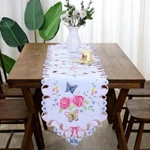 1buc, pereți de masă, husă de masă brodata din dantelă, cârpă de masă din material textil cu design scobit cu flori de fluture, față de masă rezistentă la praf de noptieră TV, decor de cameră, decor pentru masă