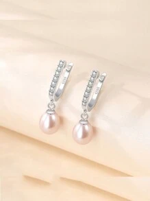 1對s925純銀珠寶耳釘和淡水養殖珍珠女性高時尚感珍珠耳環 - 吊墜耳環 - 查看 1