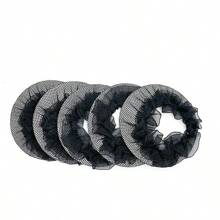 3-10 件涤纶舞蹈发网发髻套，带蕾丝，适合芭蕾舞演员、学生和空姐发型魔鬼配饰发带马尾辫固定器发圈橡皮筋发圈发绳弹性发带 - 黑色 - 查看 3