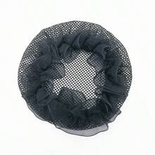 3-10 件涤纶舞蹈发网发髻套，带蕾丝，适合芭蕾舞演员、学生和空姐发型魔鬼配饰发带马尾辫固定器发圈橡皮筋发圈发绳弹性发带 - 黑色 - 查看 5