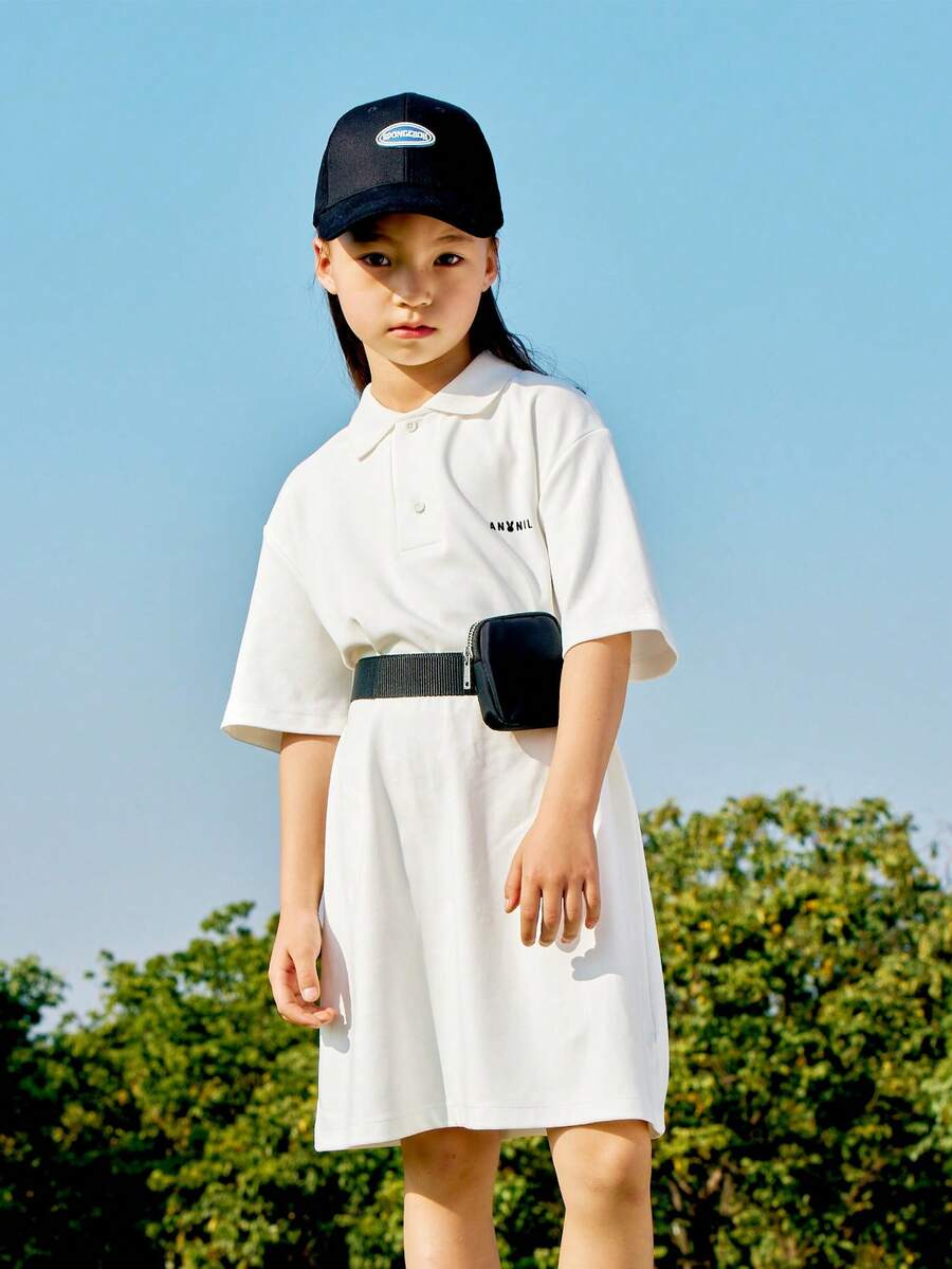 Annil Girls' Collar Short Sleeved Dress Summer Style POLO Collar ...