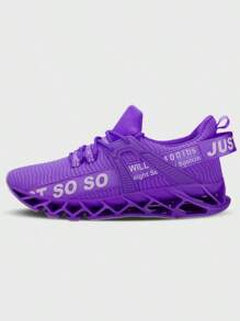 Valentine's Day Women'S Just So So Alphabet Running Lace-Up Shoes Festival Gift Non Slip Athletic Tennis Walking Blade Type Sneakers - 紫色 - 查看 6