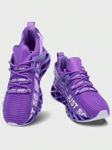 Valentine's Day Women'S Just So So Alphabet Running Lace-Up Shoes Festival Gift Non Slip Athletic Tennis Walking Blade Type Sneakers - 紫色 - 查看 4