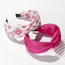 2 diademas de tela con diseño floral teñido anudado, con decoración de cruz, de color liso, accesorios para el cabello, accesorios para la cabeza. - Multicolor - Ver 13