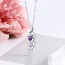 1 Pezzo Collana personalizzata in argento sterling 925, ciondolo a forma di cuore, gioiello personalizzato con nome e pietra natale, regalo della festa della mamma per lei