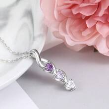 1 Pezzo Collana personalizzata in argento sterling 925, ciondolo a forma di cuore, gioiello personalizzato con nome e pietra natale, regalo della festa della mamma per lei