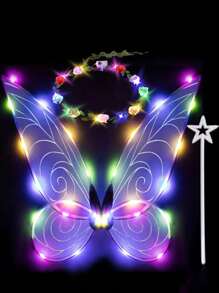 3pcs Lighting Fairy Butterfly Wings Party Stage Performance Photography Costume Props Ideal Choice For Gifts (Without Batteries) Halloween