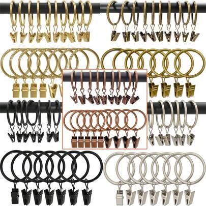 10/20pcs Ring Clips Curtain Accessories, Opening Hanging Rings With Strong Clips For Curtain, Shower Curtain, Roman Curtain Rod Hooks
