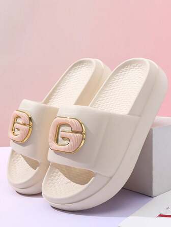 新款夏季簡約戶外女款舒適厚底拖鞋，室內外兼用防滑設計