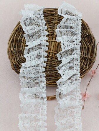 Pleated Lace Trim Clothing Accessories Sewing Supplies For Bags, Hats, Skirts, Crafts And Decoration