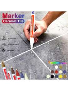 1pc Roise White Waterproof Tile Marker Grout Pen Wall Seam Pen 10Color Optional, For Tiles Floor Bathroom Decontamination Seam Repair, Stickers, Wall Decal, Vinyl Decal For Home Decorations, Spring Decoration Items Refresh Your Home, Rama Decoration Stickers