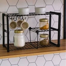 Rack Multiuso Organizador Para Armário Cozinha Xícaras e Pratos - Preto - Visão 4