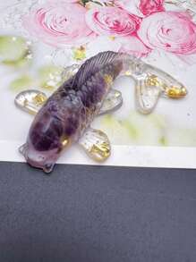 1頂自然水晶碎片樹脂錦鯉魚雕像,治療寶石人造魚飾物,靜電能雕像,桌上車用家居辦公室裝飾,送友好禮物 - 彩色 - 查看 17