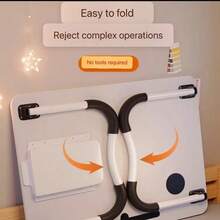 1pc Foldable Bedside Small Table, Laptop Desk For Student Dormitory, Study Table For Upper Bunk, Slouchy Desk For Bedroom Bay Window, Home Office - Multicolor - View 3