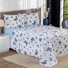 Sheet Sets With Pillowcases - Bướm xanh - Xem 2