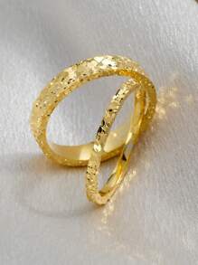 1Pc Sparkling Unique Cutting Design 925 Silver Couple Rings Plating 18K Gold Women Rings For Wedding And Daily Wear