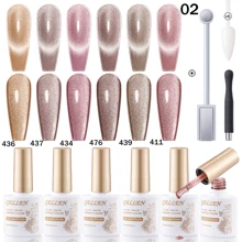 Gellen Conjunto De Esmalte Em Gel Gellen Holográfico Com Glitter E Olho De Gato Com Imã 6 Peças Conjunto De Esmalte Em Gel Uv/led Da Série Galaxy Romântica Para Manicure Diy Em Casa E Salão De Unhas Arte De Unhas