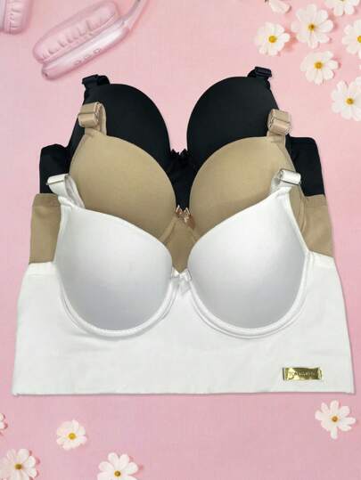 KIT C/ 3 Sutiã Reforçado com Bojo e Fecho Triplo
