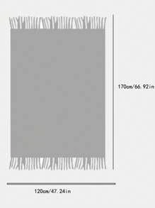 1pc Solid Color Knitted Blanket, Nordic Style Polyester Rectangle Sofa Cover, Bedroom Leisure Blanket, Wool And Knitted Blanket