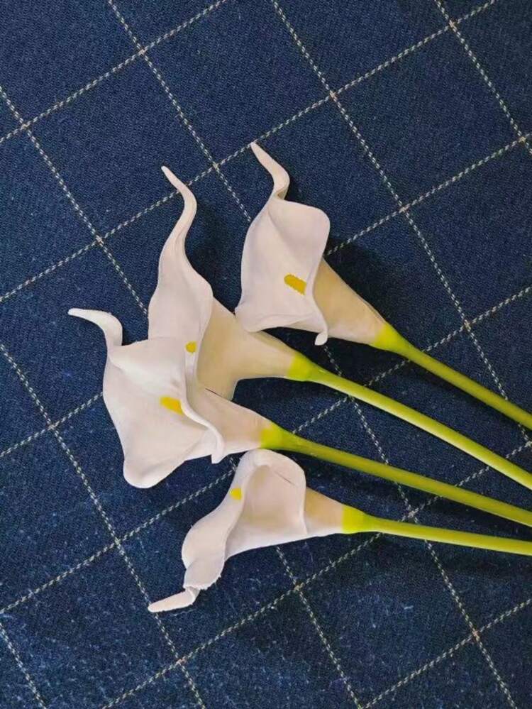 Pacote com 4 Flores Artificiais PU em forma de Pata de Cavalo Seco Lotus Calla Lily com Altura de 6,5 x 37,5CM, Buquê de Flores Falsas, Decoração para Sala de Estar, Centro de Mesa ou Decoração para Casa - Branco - Ver 13