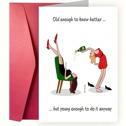 1pc, Funny Birthday Card With Humorous Message For Friendship Female Friend Mom Thick Skin Birthday Card,Christmas