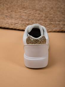 Zapatos blancos de mujer de moda para el comercio transfronterizo, nuevos estilos de primavera/verano 2024, zapatos deportivos blancos casuales a juego con todo, de suela suave y ligera - Blanco - Ver 6