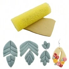 2支装可重复使用的粘土纹理擀面杖，粗糙哑光表面，适用于聚合物粘土首饰DIY，不粘且易于使用，可打造砂岩和做旧效果 - 黃色 - 查看 2