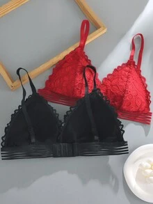 Bộ 3 chiếc áo ngực ren không dây thoải mái dành cho nữ - Nhiều màu - Xem 3