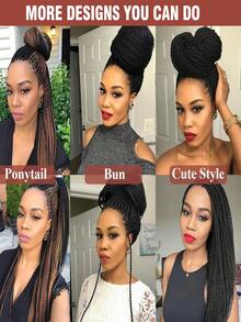 1 Pack/Lot Senegalese Twist Crochet Hair Synthetic Crochet Braids For Women Pre Looped Crochet Hair Hot Water Setting 30 Strands/Pack(24 Inch,1B) - Black - View 9
