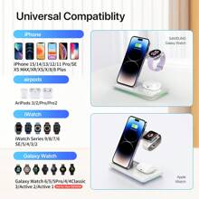 Wireless Charger, 4-In-1 Wireless Charging Station Stand, Fast Charger Compatible With Iphone 15 14 13 12 11 Pro Max Xr Xs 8 Plus, Compatible With Apple Watch 9 8 7 6 5 4 3 2 Se, Compatible With Airpods Pro 3 2 - Black - View 4