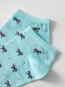 Lote de 20 pares de calcetines cortos transpirables con diseño de corazones de lunares con lazos de colores de moda para adolescentes, adecuados para uso diario, atuendos escolares y deportes, de color aleatorio - Multicolor - Ver 10