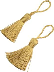 20pcs 4.3 Inch Handmade Silky Floss Mini Tiny Craft Tassels With 2-Inch Cord Loop And Small Chinese Knot For Earrings, Souvenir, Bookmarks, DIY Craft Accessory,Tags - Champagne - View 3