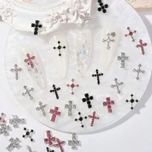 Bộ 18 miếng đá khảm hình chữ thập trang trí móng tay, đá kim loại hợp kim 3D dùng để trang trí móng tay, phụ kiện làm móng, đồ trang trí móng tay - Nhiều màu - Xem 5