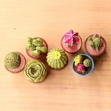 微型雕塑工藝人造仙人掌微景觀飾品，苔蘚多肉植物裝飾 - 彩色 - 查看 5