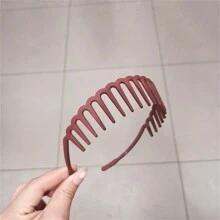 1入韓國風霧面純色寬髮箍，帶齒設計可固定劉海或短髮，洗臉和造型髮型的發帶 - 彩色 - 查看 12