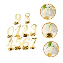 Gouden tafelnummers Gespiegelde tafelnummers voor huwelijksreceptie, acryl tafelnummers 1-20 met houderbasis voor huwelijksfeest evenement tafeldecoraties, huwelijksdecoratie, woondecoratie, kamerdecoratie feestgunsten bruid