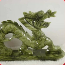 天然綠色玉手雕龍客廳裝飾風水飾品水晶標本 - 綠玉手工雕刻龍 - 查看 5