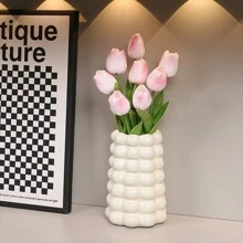 1pc Nordic Simple Ceramic Vase, Modern Home Decor Vase, Boho Vases For Decor, Circle Vase, Round Vase, Donut Vase,Decorative Vase For Wedding Dinner Table Party Living Room Office Bedroom Indoor Decor Gifts Birthday Graduation Back To School Room Decor School Supplies