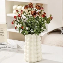1pc Nordic Simple Ceramic Vase, Modern Home Decor Vase, Boho Vases For Decor, Circle Vase, Round Vase, Donut Vase,Decorative Vase For Wedding Dinner Table Party Living Room Office Bedroom Indoor Decor Gifts Birthday Graduation Back To School Room Decor School Supplies