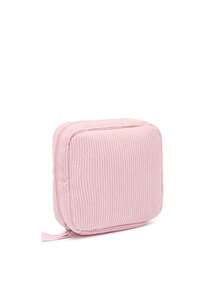 1 pieza Bolsa de almacenamiento de toallas sanitarias básica, diseño minimalista de gran capacidad, puede almacenar toallas sanitarias, tampones y forros de bragas, ideal para mochilas escolares, viajes, vacaciones en la playa, bolsas de cosméticos, vacaciones, almacenamiento de maquillaje y talla grande - Rosa - Ver 3