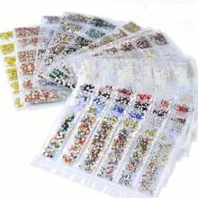 1728 Pcs Flat Back Crystal Glass Nail Art Rhinestones. 4#-12# 6 Sizes Mix DIY Decorations For Nails, Clothes, Bags, Hair Accessories, Cars, Beddings, Pendants, Etc. Suitable For Teenage Girls, Women Nail Art, Eye Makeup, Face Stickers, Jewelry Decoration Flat Back Rhinestones. 6 Bags Of Crystal Glass Flat Back Rhinestones. Nail Charms Nail Gems Nail Supplies
