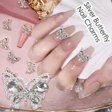 10 piezas Mariposas Encantos para uñas en 3D, Piedras lujosas para uñas de mariposas doradas y plateadas con bujías brillantes para uñas acrílicas. Suministros de arte de uñas, Piedras preciosas para uñas, ideales para mujeres y chicas, manicura hazlo tú mismo - Multicolor - Ver 4