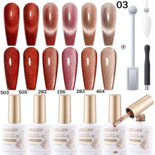 Gellen Conjunto De Esmalte Em Gel Gellen Holográfico Com Glitter E Olho De Gato Com Imã 6 Peças Conjunto De Esmalte Em Gel Uv/led Da Série Galaxy Romântica Para Manicure Diy Em Casa E Salão De Unhas Arte De Unhas