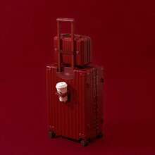 14-Inch Women's Carry-On Luggage Cosmetic Bag, Mini Storage Box, Company Gift, Retro Fashionable Lightweight Luggage, Children's Student's Birthday Souvenir, Multi-Functional Luggage, Cute Storage Box, Portable Retro Lightweight Carry-On Luggage, Travel Lockable Cabin Luggage, Small Lightweight Storage Cosmetic Bag, Children's Student's Birthday Souvenir, New Luggage, Mother's Bag, Handheld Cosmetic Bag, Multi-Functional Portable Small Box, Shoulder Bag, Women's Fashionable. Durable Suitcase Trip School Holiday Honeymoon Vacation Study Abroad Graduation Men Boys Girls - Red - View 5