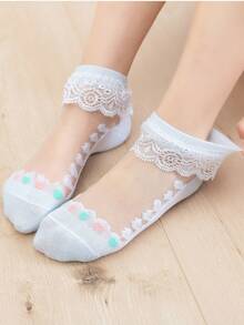 5 Pairs/Set Summer Girls Lace Crystal Silk Short Socks Princess Socks Elegant Style All-Match Short Socks For Little Girls - Multicolor - View 9