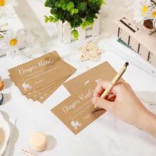 21pz carte con consigli per Baby Shower, Biglietti per il gioco Diaper Raffle, Decorazioni per feste per Baby Shower, compleanni, Rivelazione del genere, Regalo di Natale, Halloween, Giorno del Ringraziamento, Regalo di Pasqua - Beige - Visualizzare 5
